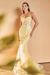 **Enchanting Floral AppliquÃ© Gown: A Masterpiece for Special Occasions**