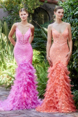 Allure's Enchanting Beaded Mermaid Dress: Adorned with Intricate Elegance