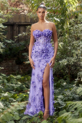 Enchanted Glamour's Shimmering Floral AppliquÃ© Gown: Elegance and Allure for Women