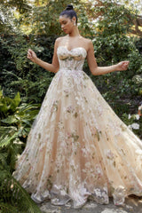 Enchanted Rose's Floral Fantasy: Embroidered Ballgown for Unforgettable Moments