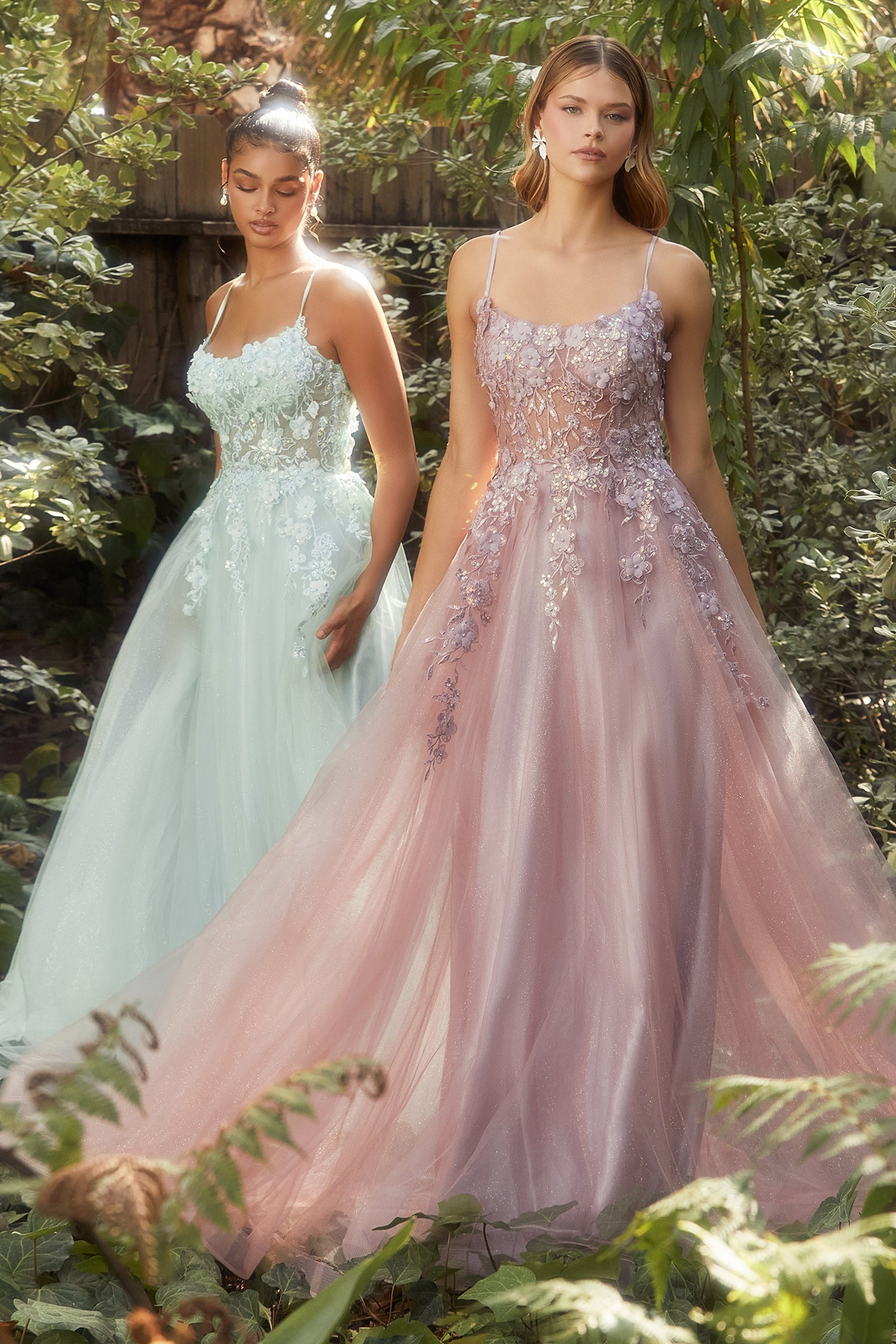 **Enchanted Elegance: Shimmering Floral AppliquÃ© Gown for Unforgettable Occasions**