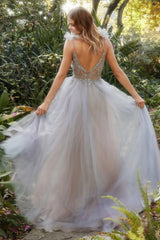 Allure's Celestial Gown: Embrace Ethereal Elegance with Rhinestone Embellishments