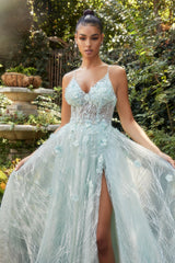 Enchanted Atelier's Alluring V-Neck Embroidered Gown for Special Occasions