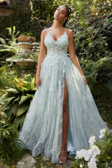 Enchanted Atelier's Alluring V-Neck Embroidered Gown for Special Occasions
