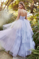 Allure's Enchanting Embroidered V-Neck A-Line Gown for Unforgettable Occasions