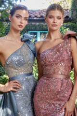 Allure's Beaded AppliquÃ© Gown: Shimmering Elegance for Evening Enchantments