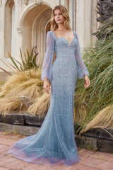 Allure's Beaded Evening Gown: Radiance and Sophistication for Special Occasions