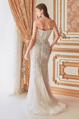 Enchanting Elegance: The Mermaid Silhouette Gown with Cascading Pearls for Unforgettable Occasions