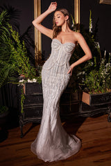Enchanting Elegance: The Mermaid Silhouette Gown with Cascading Pearls for Unforgettable Occasions