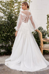 Cinderella Divine A1074W: Enchanting Lace and Beadwork Gown for Timeless Elegance