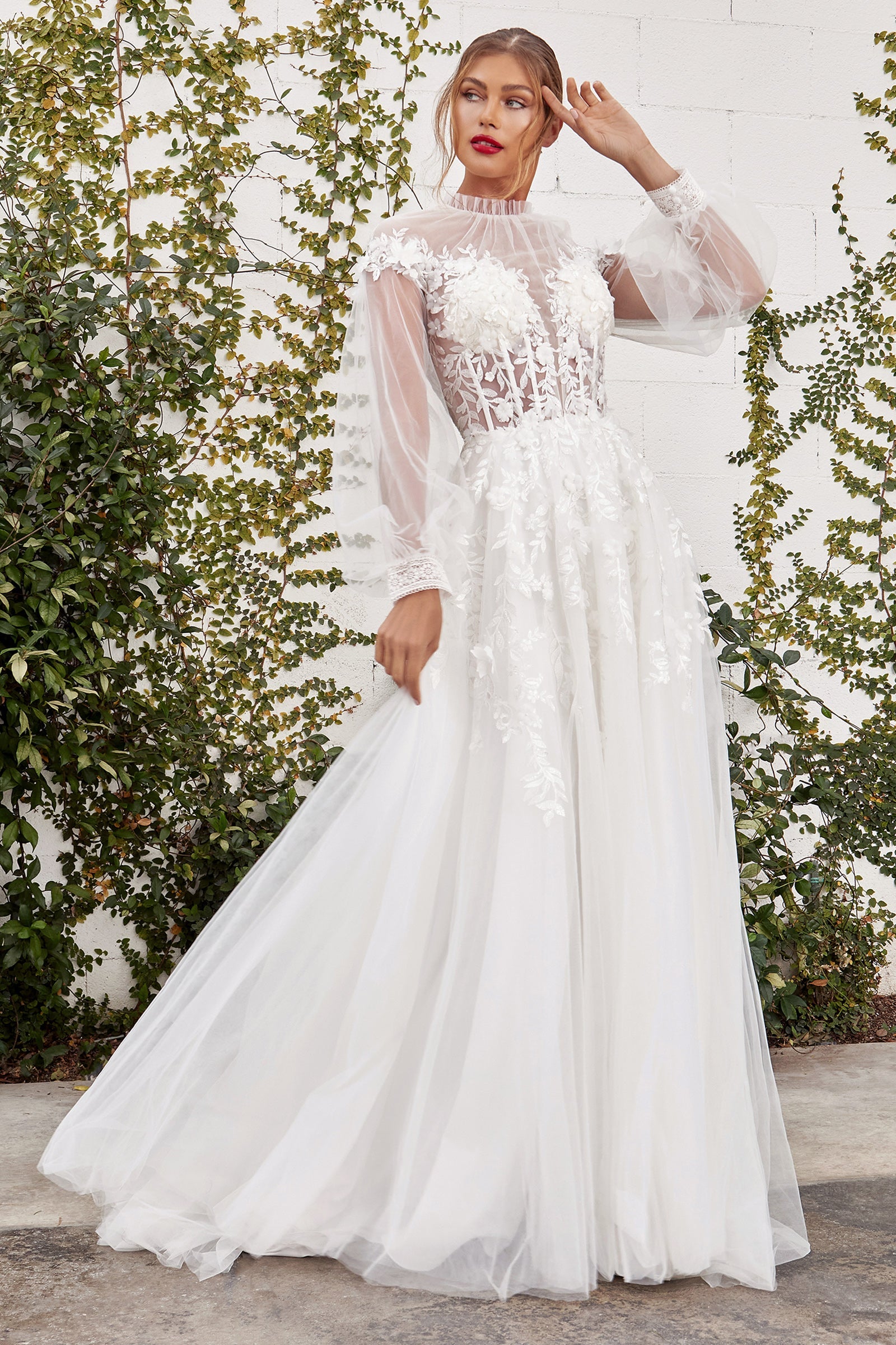 Cinderella Divine A1074W: Enchanting Lace and Beadwork Gown for Unforgettable Occasions