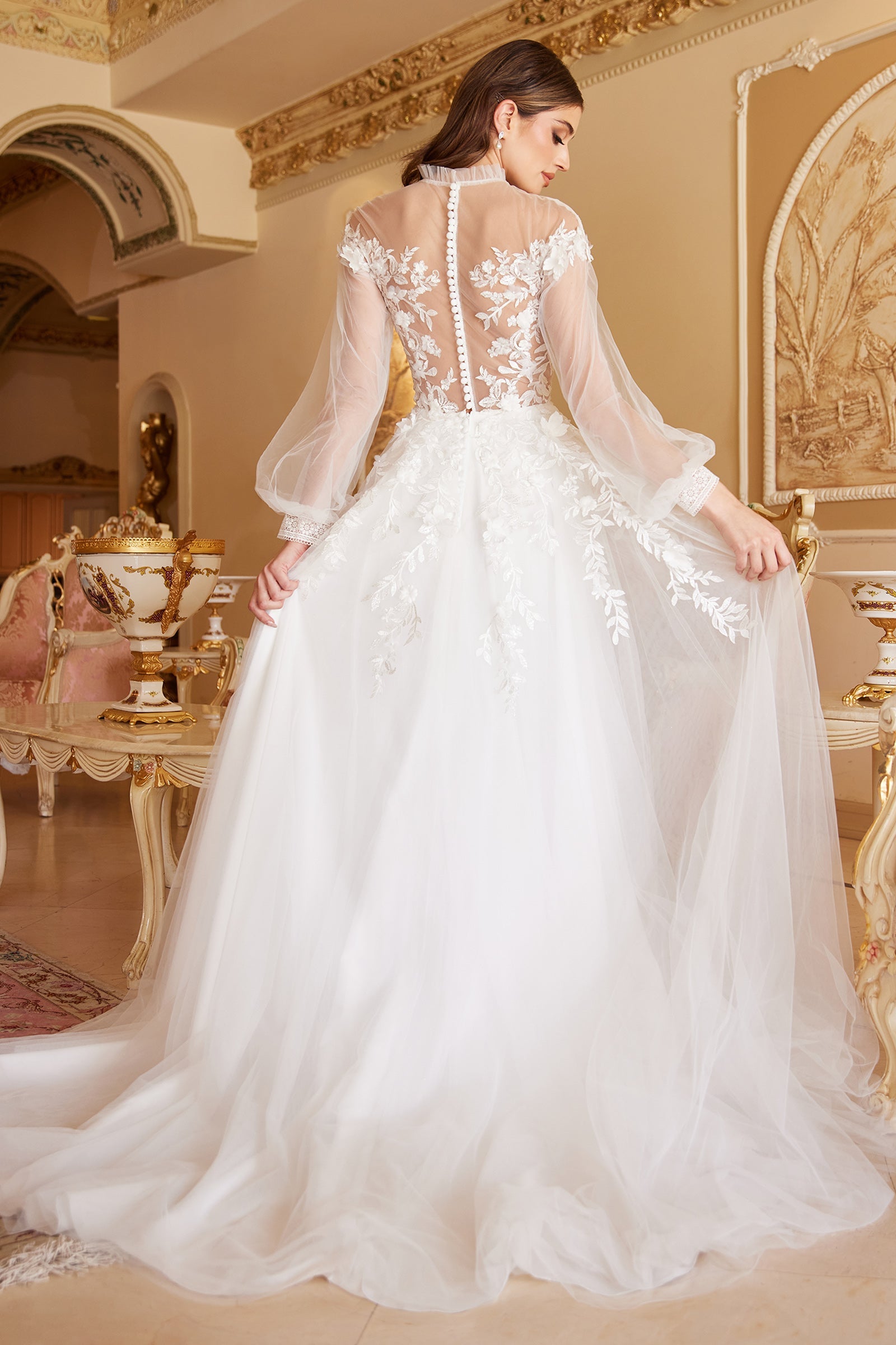 Cinderella Divine's Enchanting Lace and Beadwork Wedding Gown for a Fairytale Bride