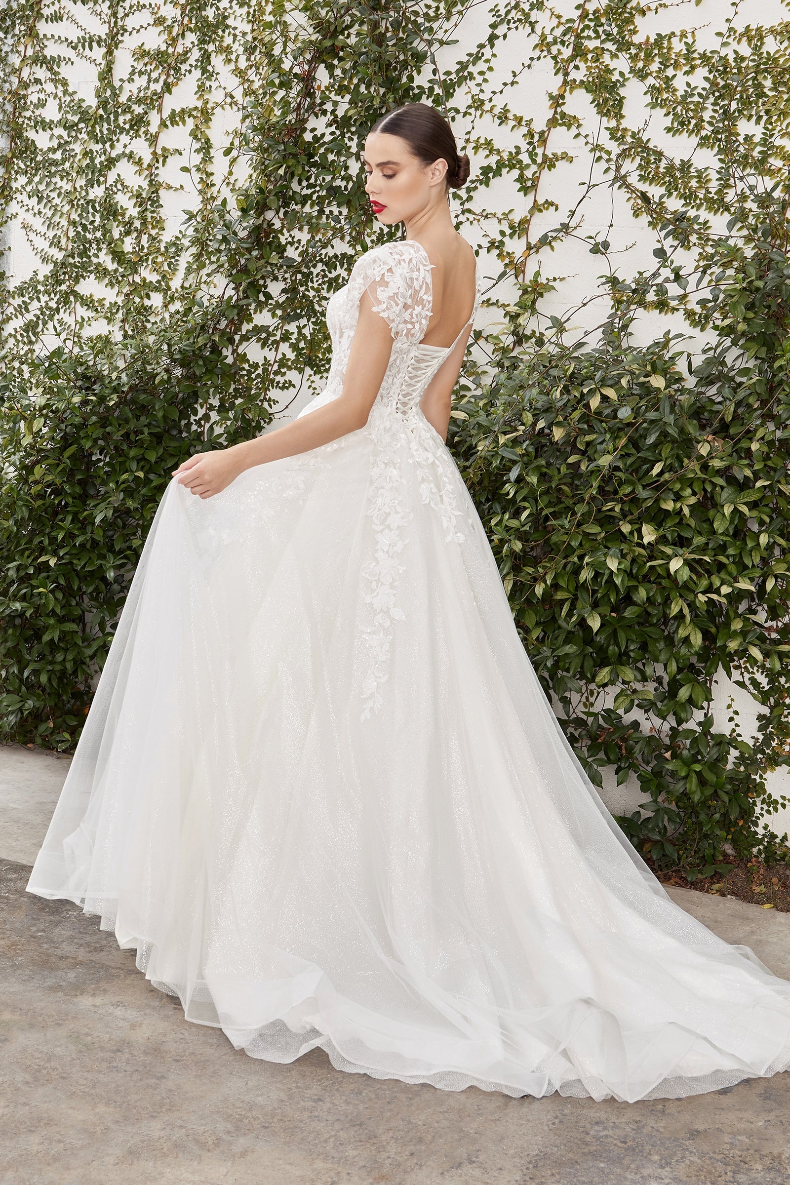 Cinderella Divine A1082W: Enchanting Floral Applique Wedding Gown