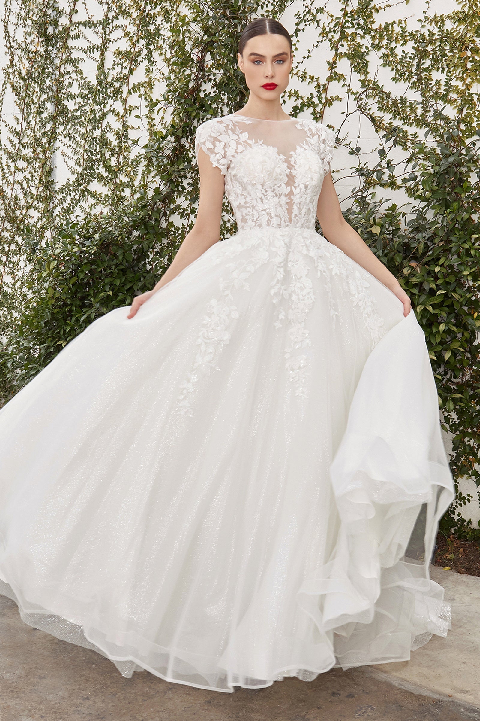 Enchanting Cinderella Divine Gown: A Floral Masterpiece for Your Grand Entrance (A1082W)