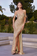 Captivating Elegance: Cinderella Divine BD4004 Sequin-Adorned Gown