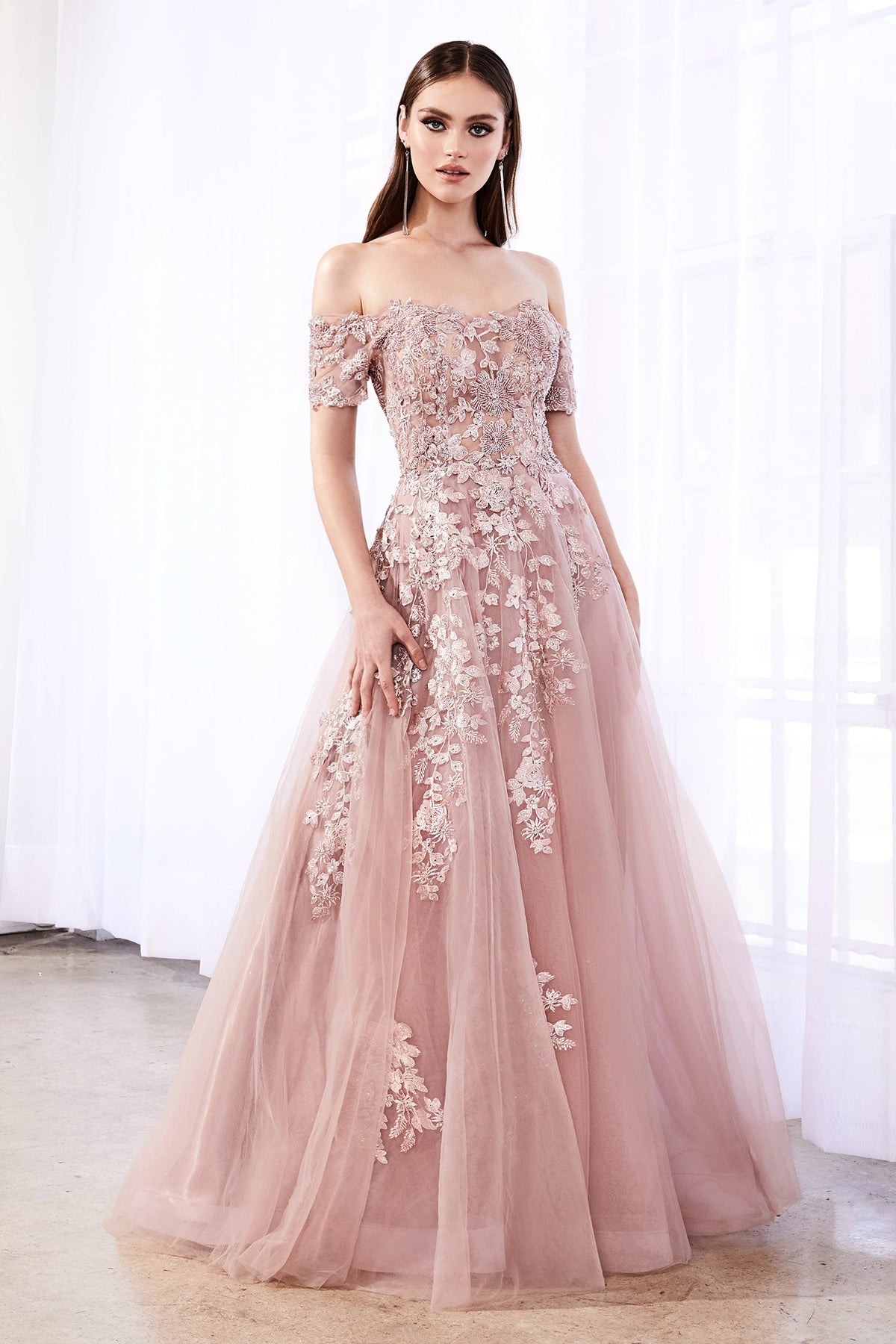 Enchanting Cinderella Divine Gown: A Symphony of Lace and Rhinestones