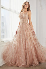 **Cinderella Divine's Enchanting Glitter Lace Gown: A Shimmering Masterpiece for Your Special Night**