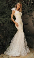 **Cinderella Divine's Enchanting Mermaid Gown: Captivating with Feathers**