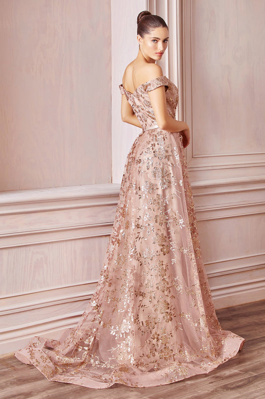 **Captivating Off-Shoulder Gown: Cinderella Divine's Enchanting Creation for Unforgettable Occasions**