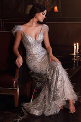 Enchanting Cinderella Divine Gown: A Symphony of Feathers and Grace