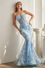 **Cinderella Divine's Enchanting Butterfly Print Mermaid Gown for Unforgettable Occasions**