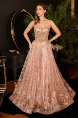 **Cinderella Divine: Shimmering Metallic Glitter Prom Gown for a Night of Enchantment**