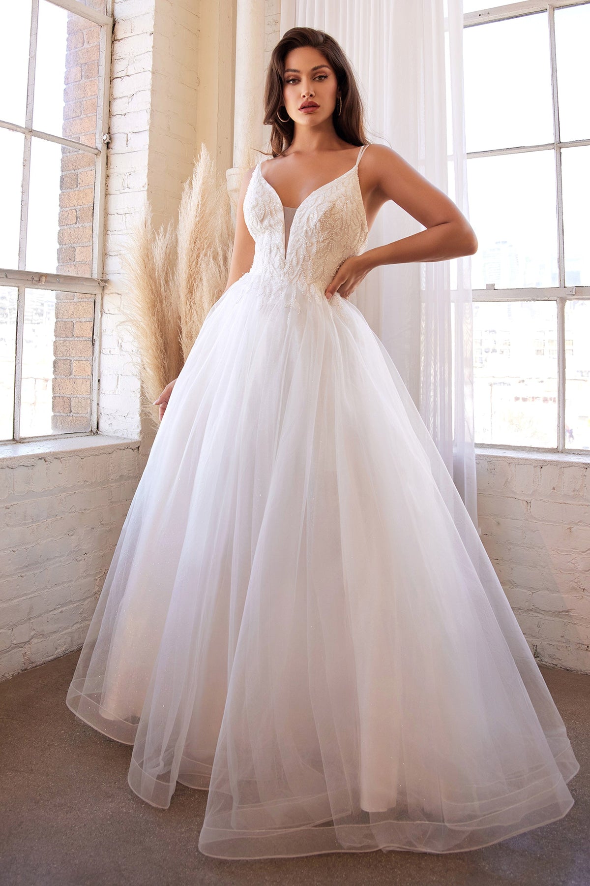 **Cinderella Divine's Enchanting Beaded A-Line Gown for Unforgettable Occasions**