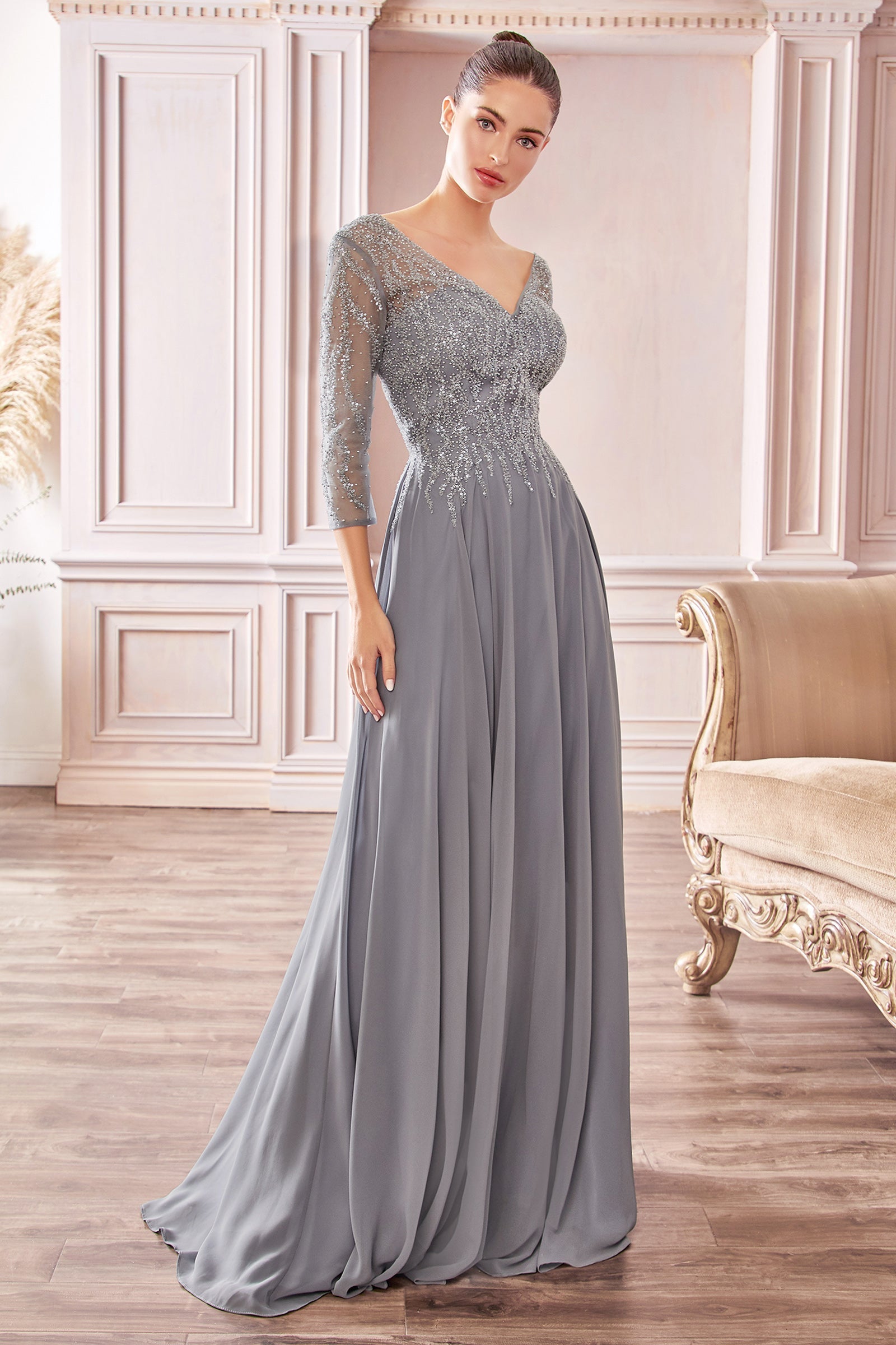 Enchanting Elegance: Cinderella Divine's Flowing A-Line Dress for Formal Occasions