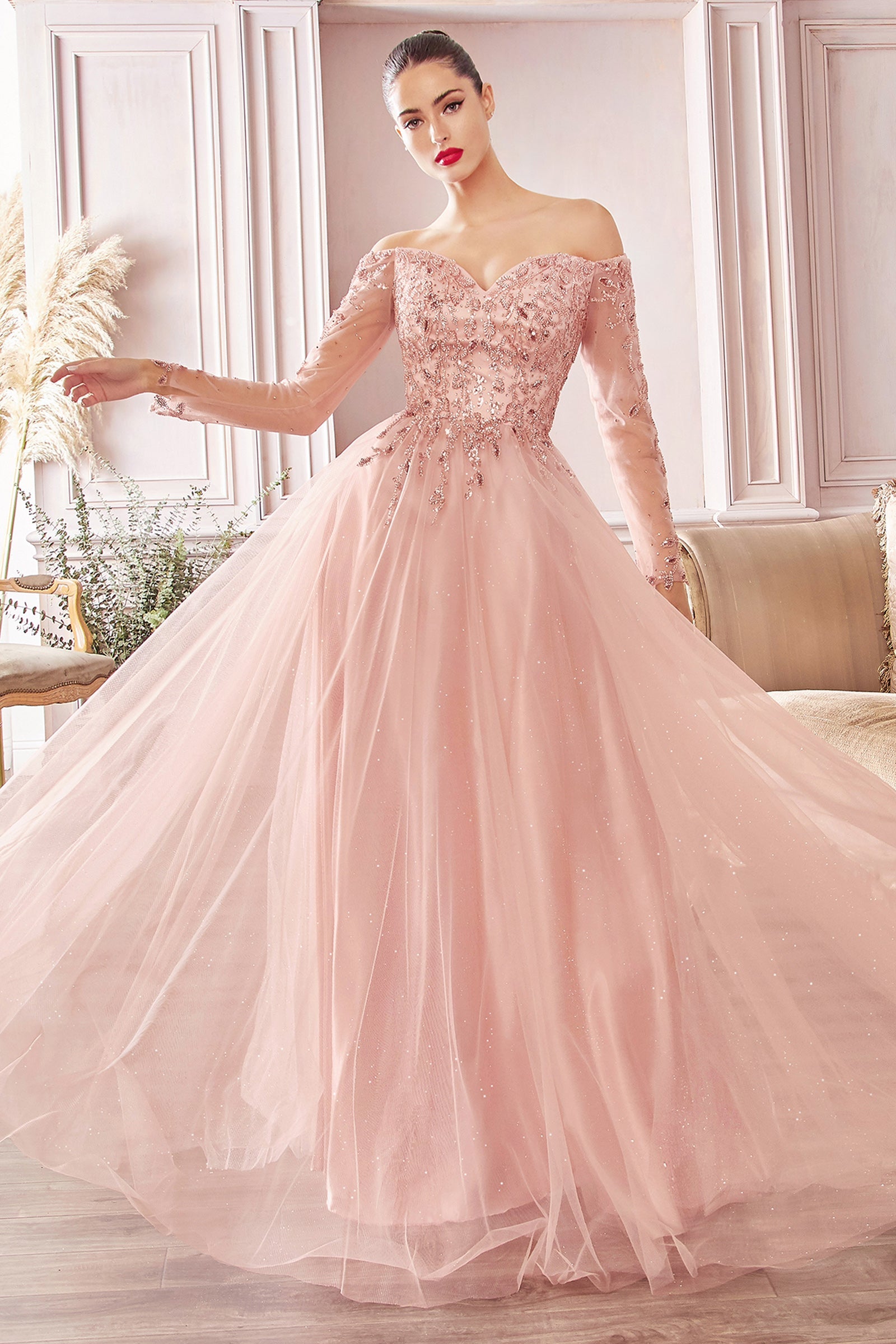 **Ethereal Elegance: Cinderella Divine's Shimmering Prom Dress**