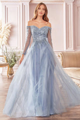 Ethereal Elegance: Cinderella Divine's Shimmering Off-Shoulder Dress