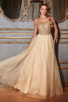 Cinderella Divine CD0177: Enchanting Off-the-Shoulder Glitter Tulle Gown for Special Occasions