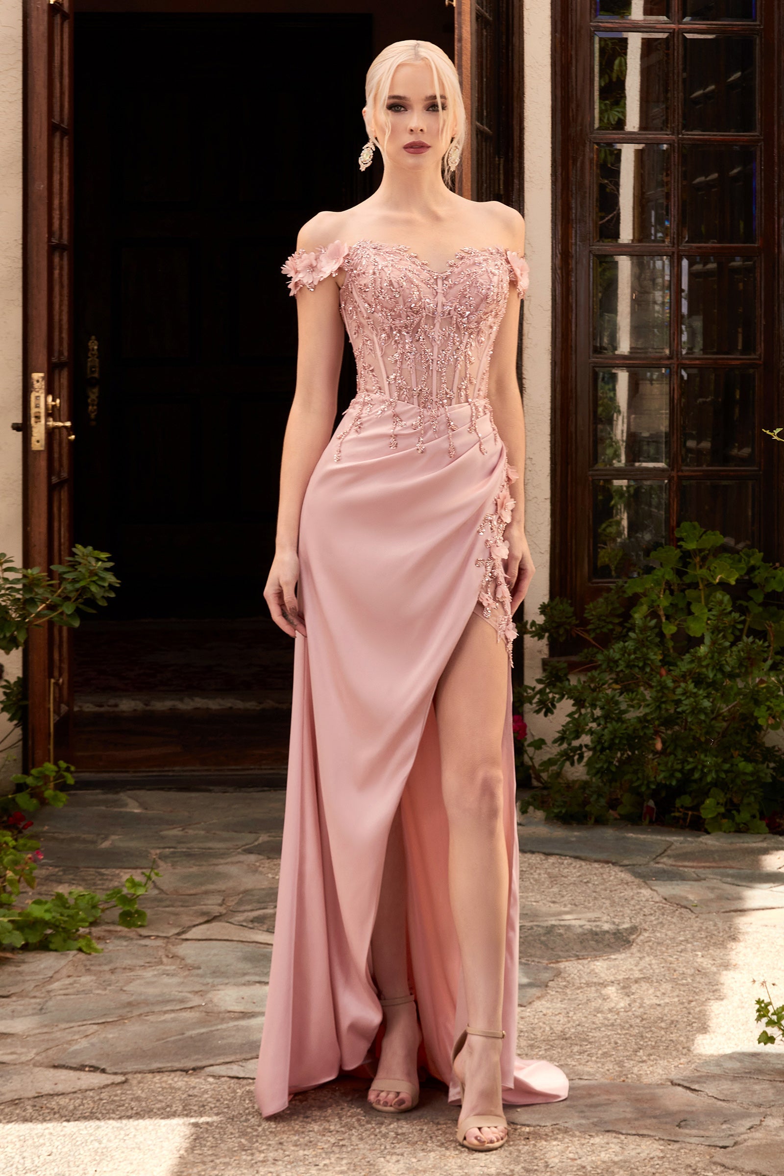 Enchanting Cinderella Divine Gown: Sheer Corset, Intricate Beadwork, and Majestic Train