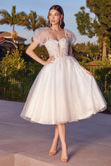 Cinderella Divine's Enchanting A-Line Tea-Length Dress for Special Occasions