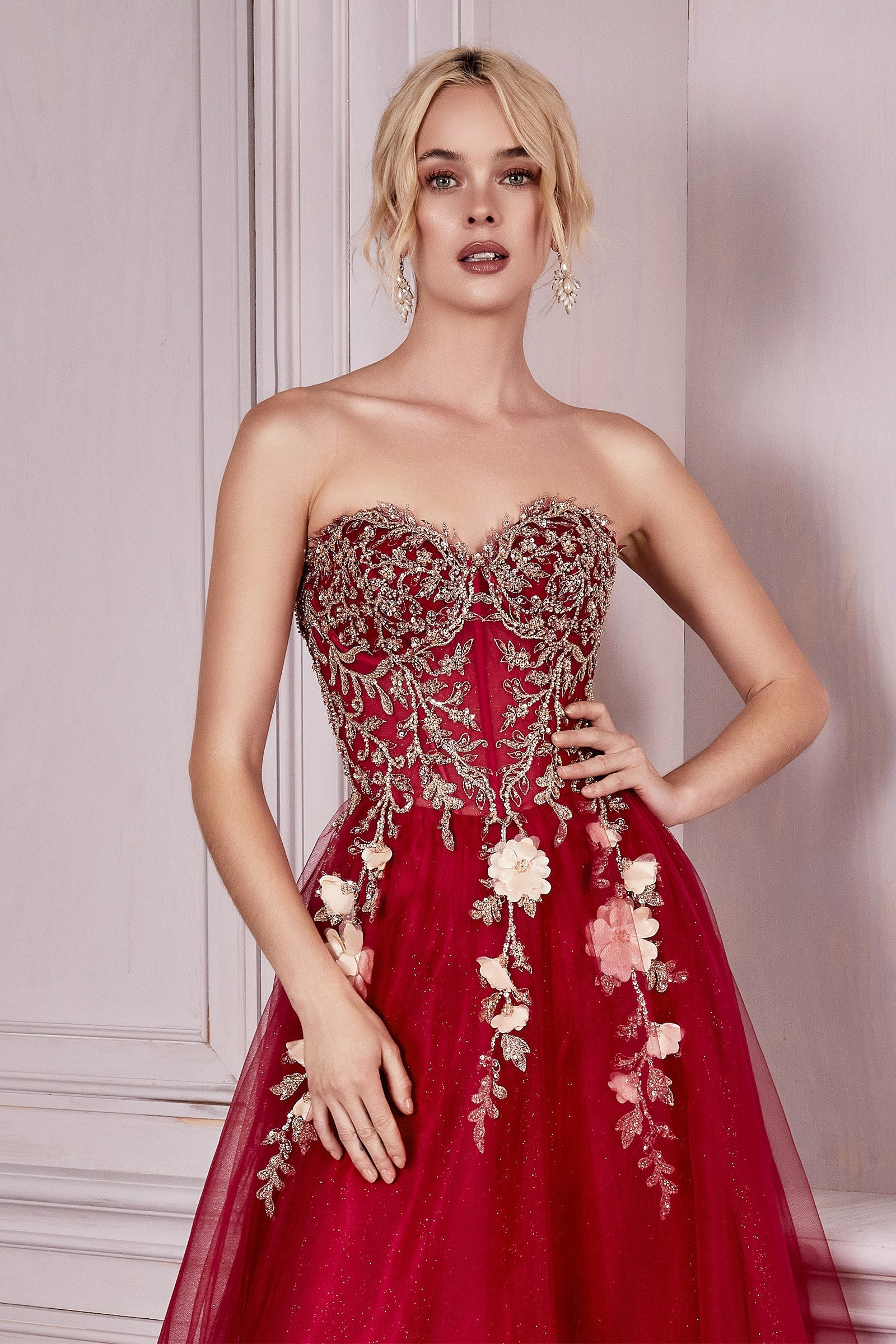 Cinderella Divine: Enchanted Floral Lace Gown for Royal Occasions