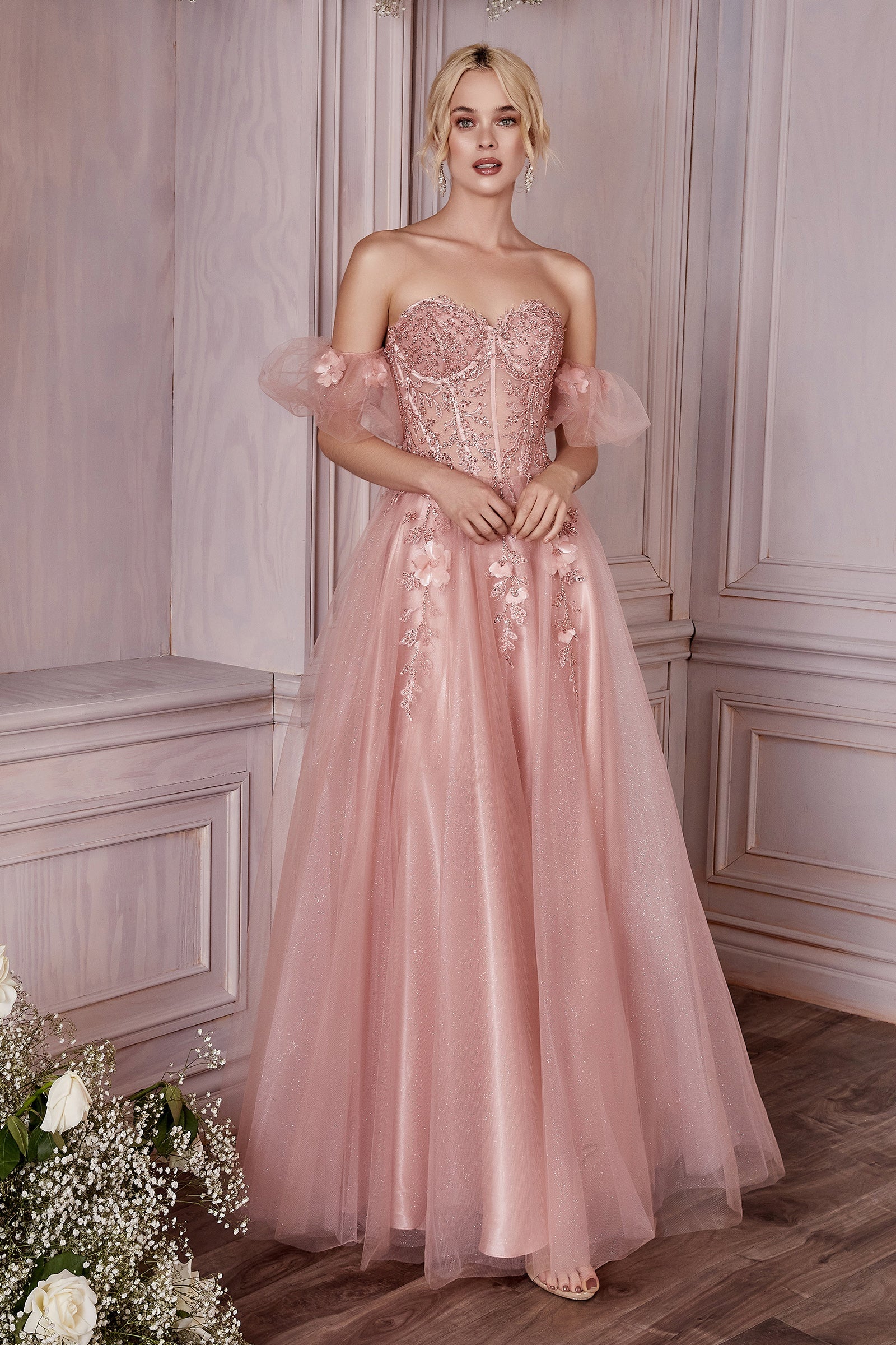 Enchanting Cinderella Divine CD0191: A Floral Lace and Beadwork Masterpiece