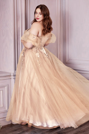 Cinderella Divine's Enchanting Gown: Sheer Corset, Sparkling Skirt, and Flowing Train