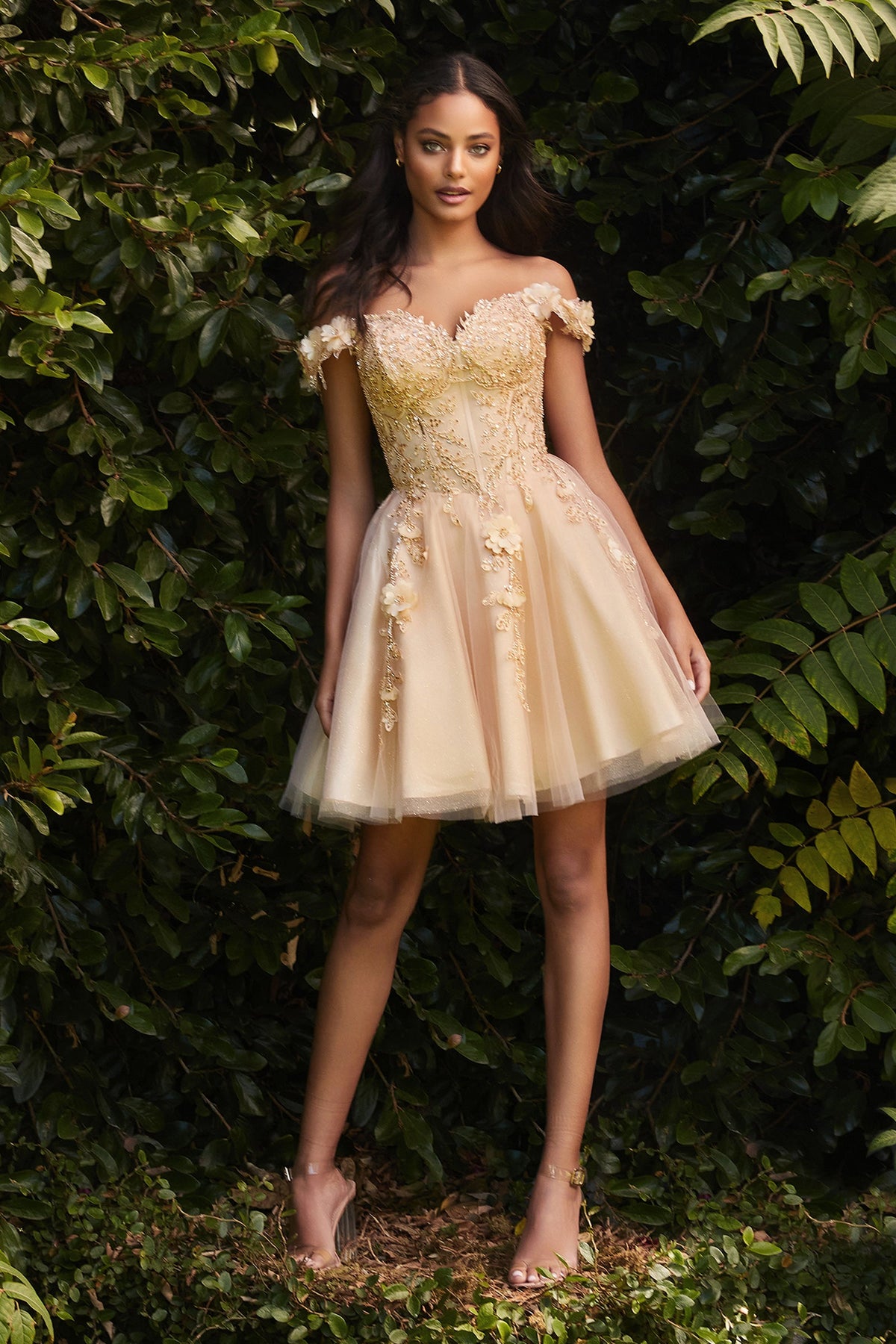 Cinderella Divine CD0194: Enchanting Cocktail Dress with Intricate Lace and Beadwork