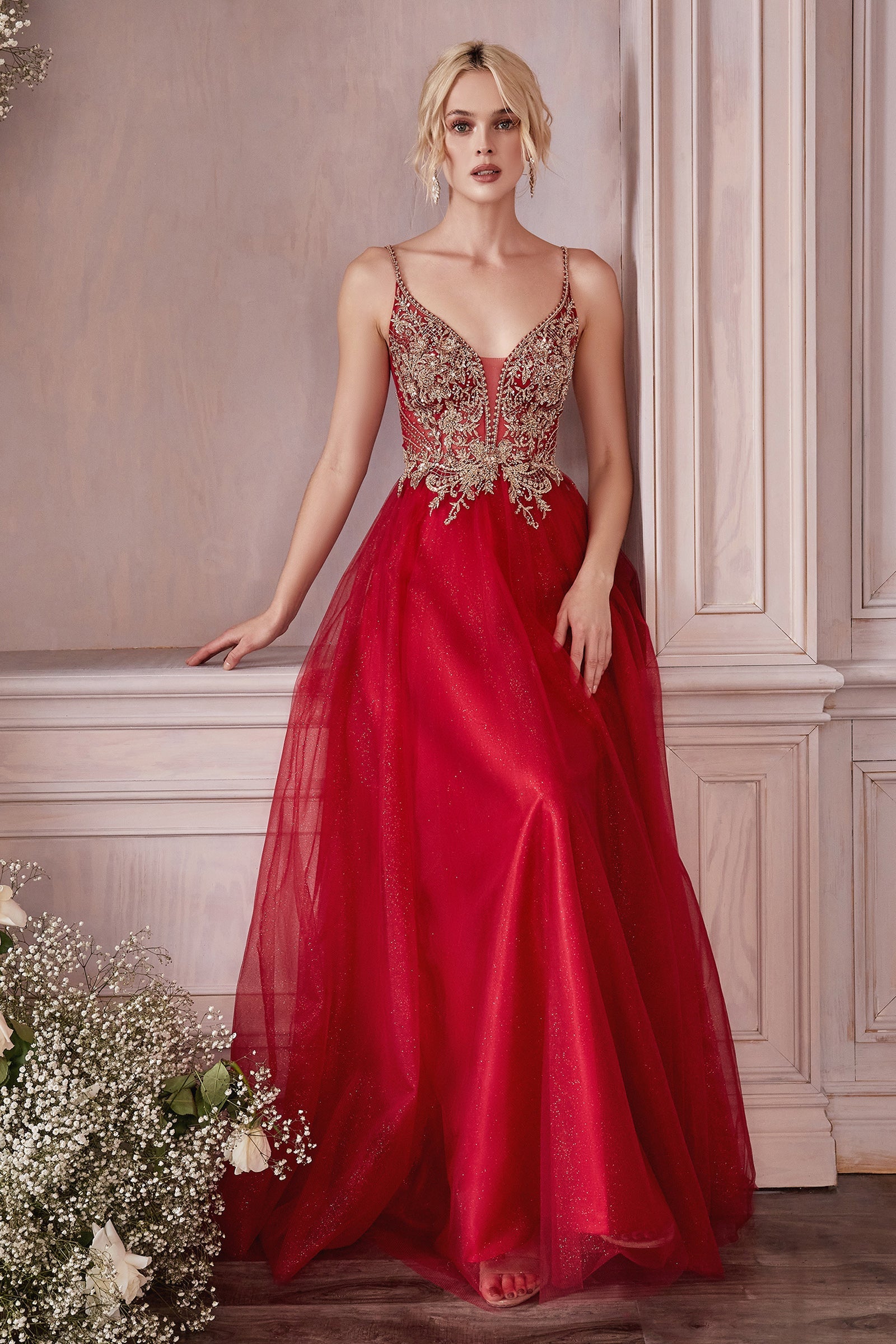 Cinderella Divine: Enchanting Glitter Lace Evening Gown for Unforgettable Moments