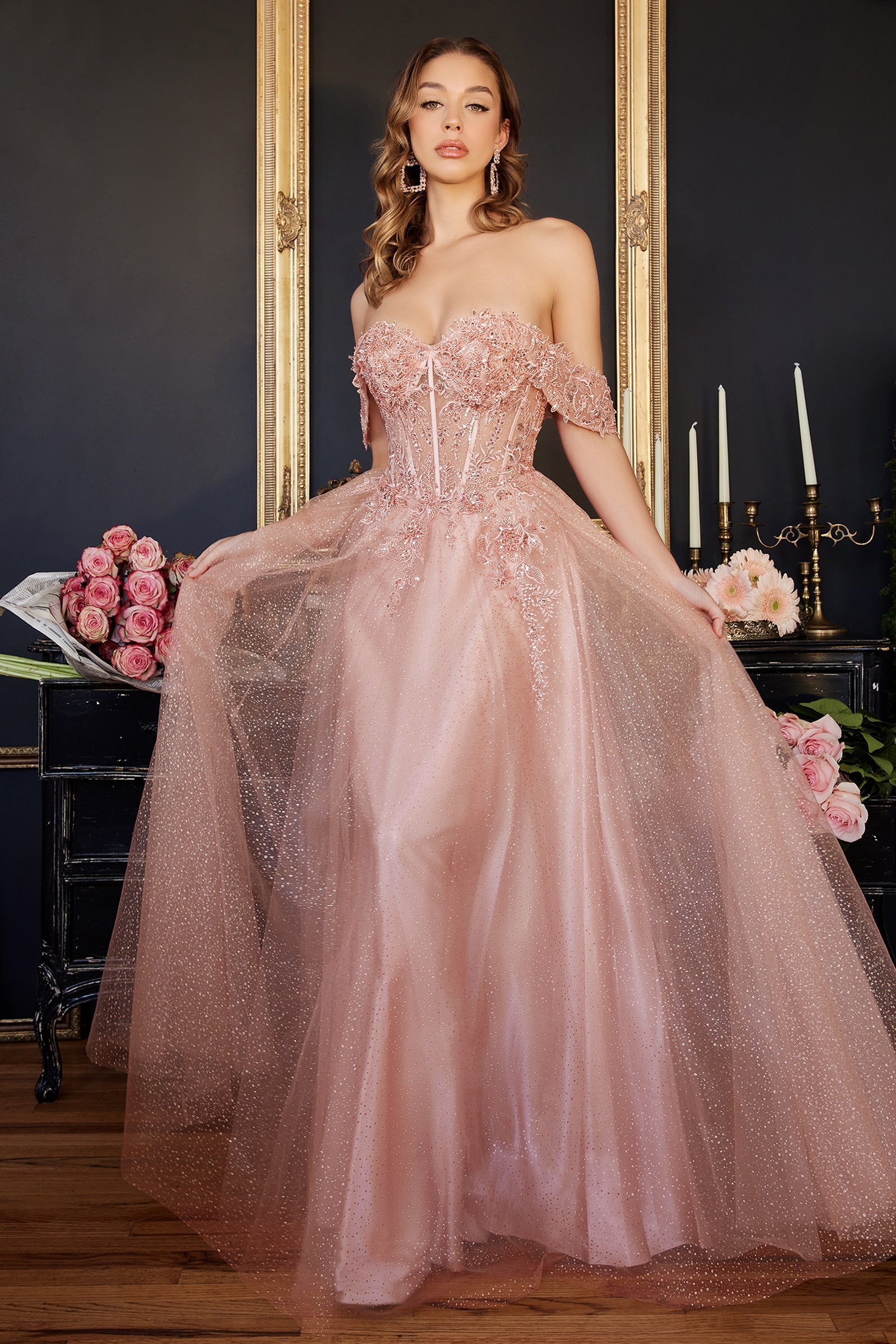 Enchanting Cinderella Divine Dress: Intricate Embroidery and 3D Florals for Special Occasions