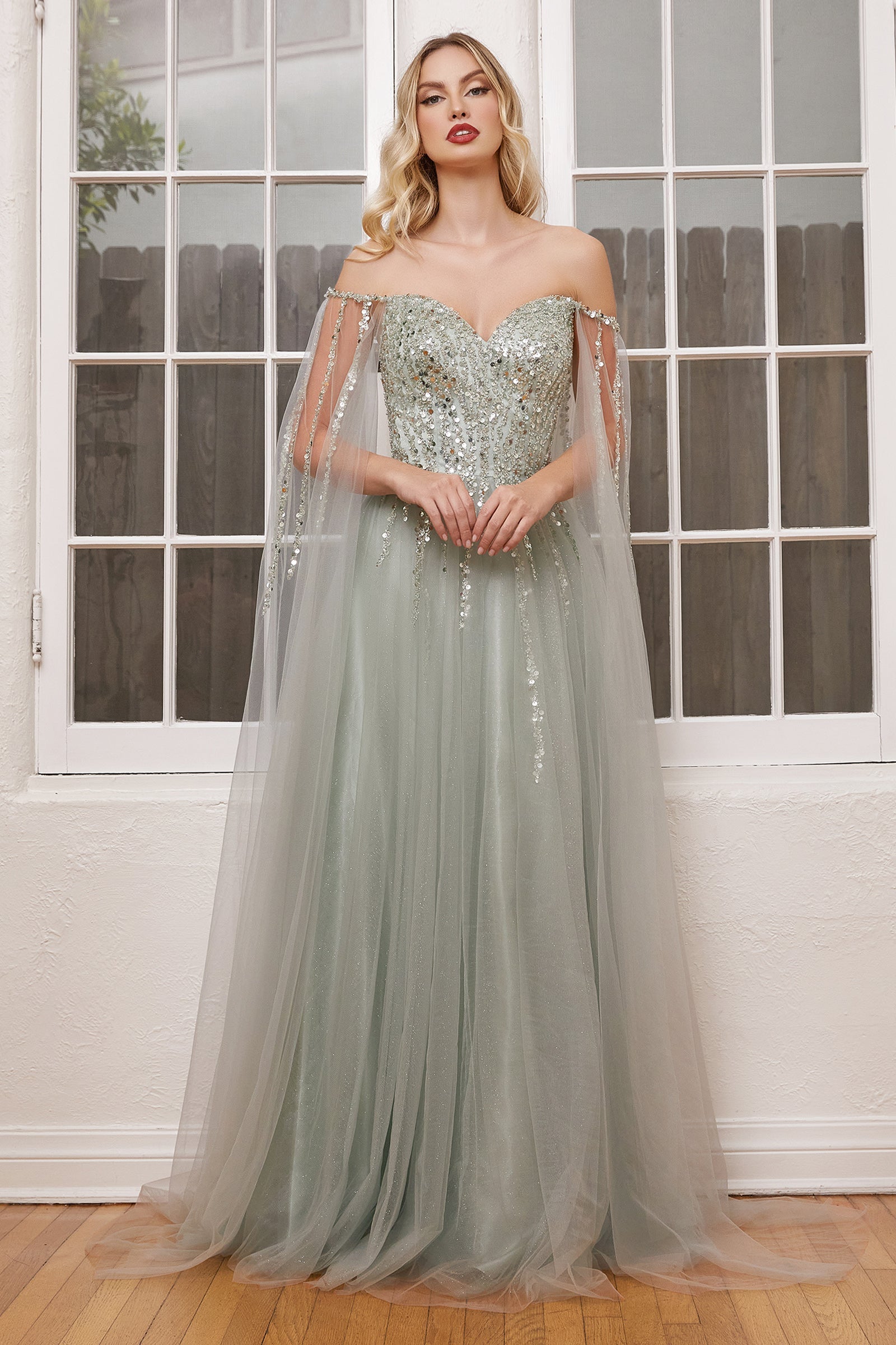 **Cinderella Divine Iridescent Sequined A-Line Gown: Shimmering Elegance for Every Occasion**