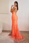 **Cinderella Divine: Shimmering Sequined Gown with Sultry Slit**