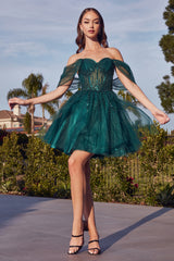 Captivating Elegance: Cinderella Divine's Off-Shoulder Mini Dress for Enchanting Occasions