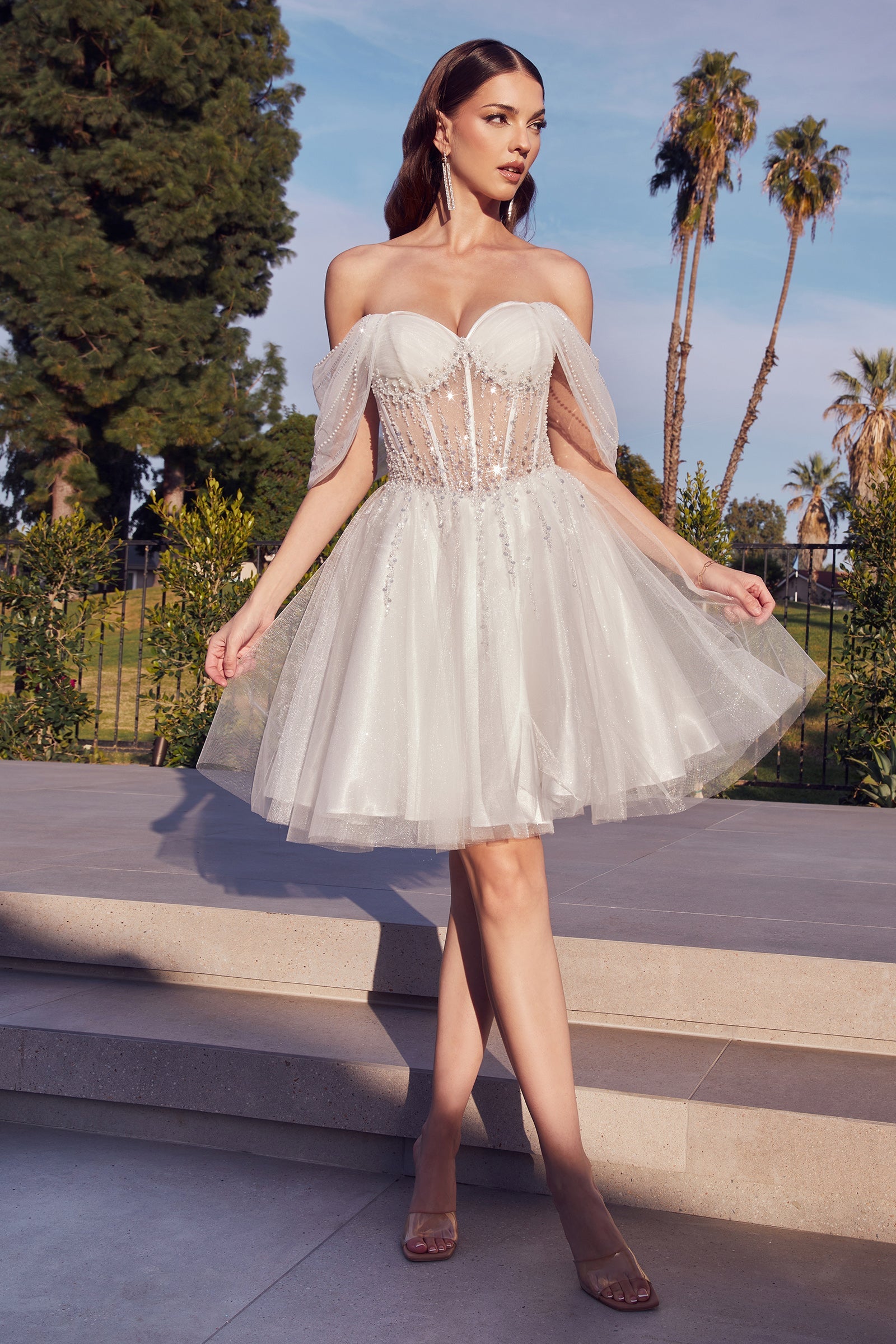 Enchanting Off-the-Shoulder Mini Dress: Cinderella Divine's CD0211