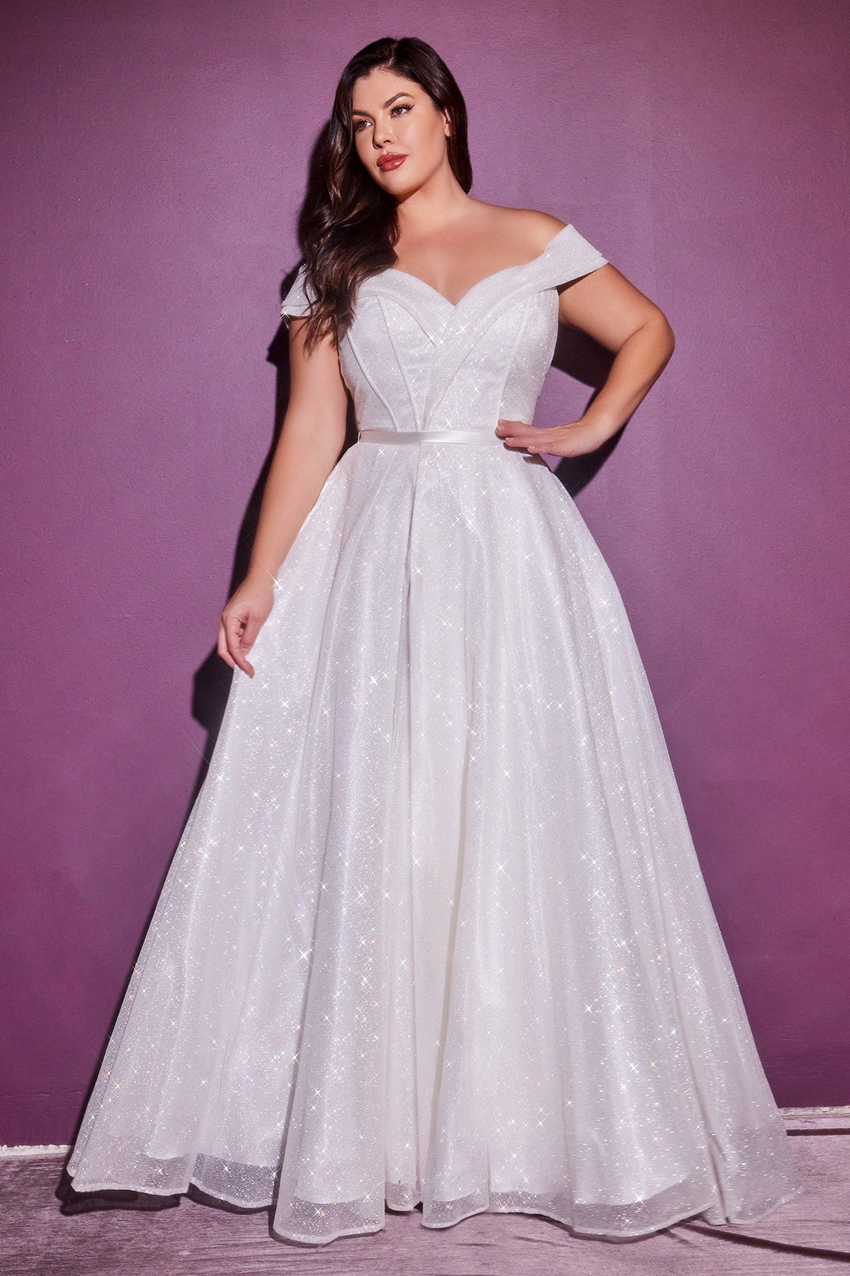 Shimmering Glamour: Cinderella Divine's Enchanting Bridal Gown CD214WC