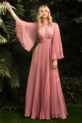 Cinderella Divine's Enchanting Pleated A-Line Gown: Elegance and Allure for Every Occasion