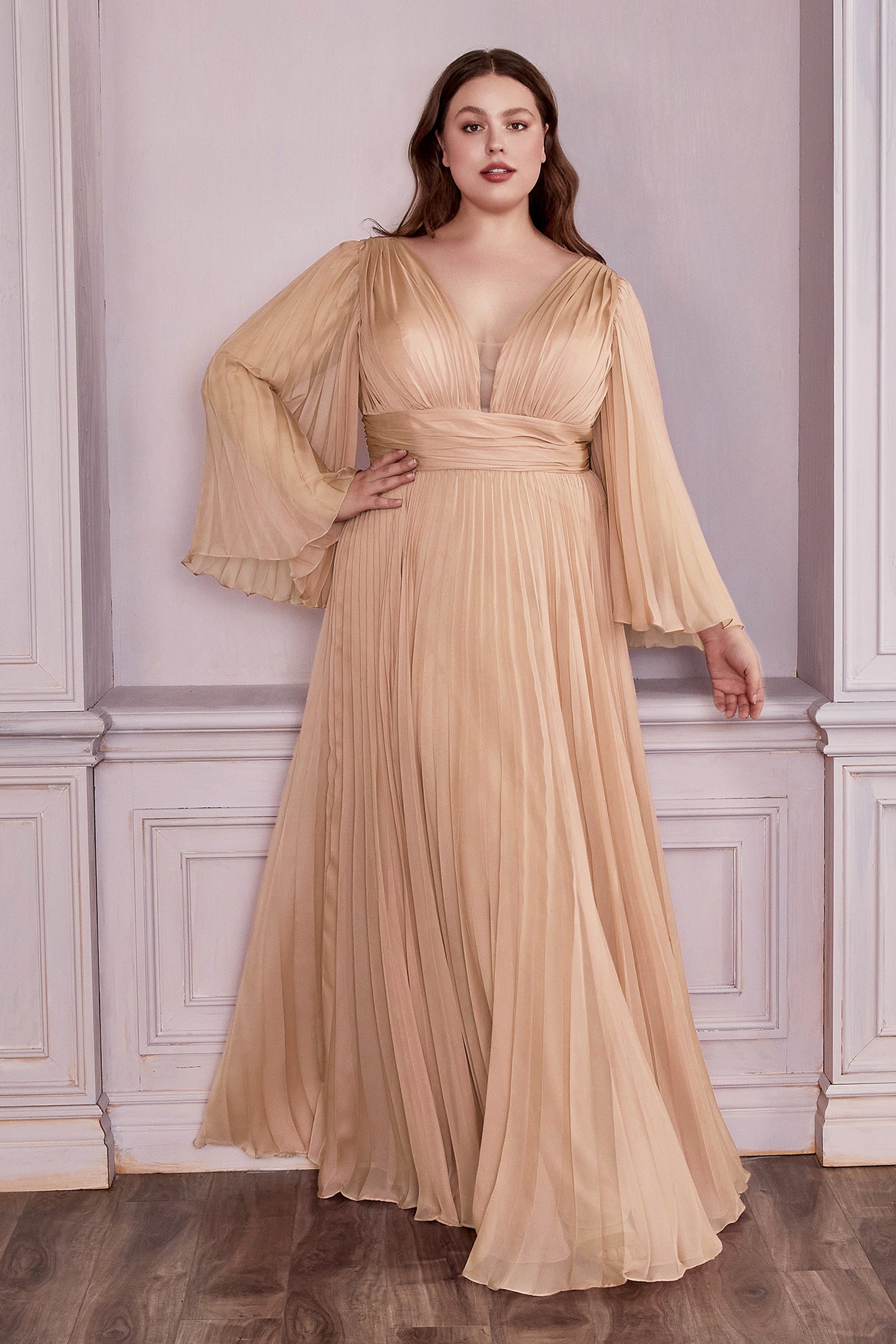 Cinderella Divine: Enchanting Pleated Gown for Prom, Bridesmaids, and Special Occasions