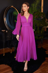 Unveil Timeless Beauty with Cinderella Divine's Pleated Chiffon Dress