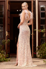 Shimmering Sequins and Feathers: Cinderella Divine's CD248 Gown for Unforgettable Occasions