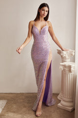 Shimmering Sequins and Alluring Lace: Cinderella Divine's CD258 Gown for Unforgettable Events