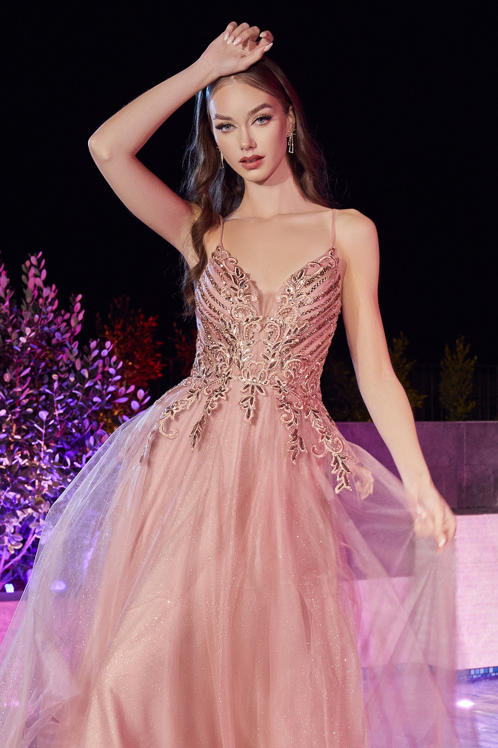 Cinderella Divine's CD874: Floral Lace Enchantment for Unforgettable Occasions